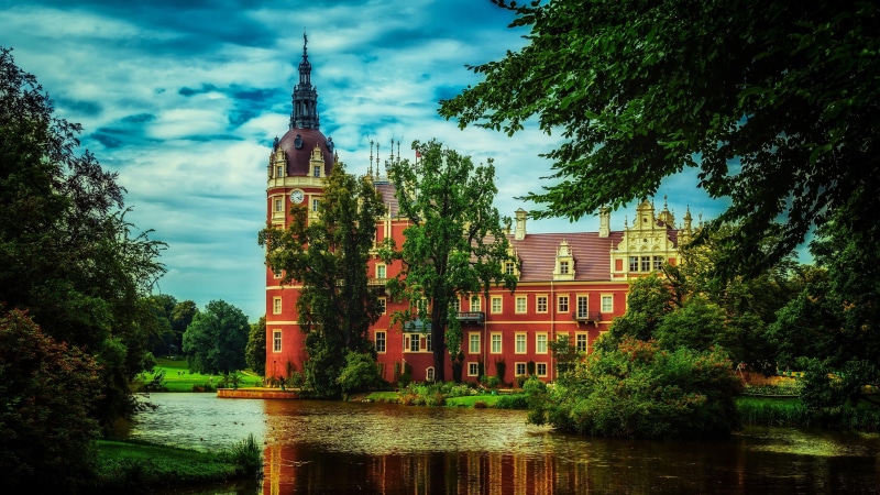 belief, building, water, castle, tree, waterfront, place of worship, spire, growth, nature, landmark, no people, germany, park, europe, building exterior