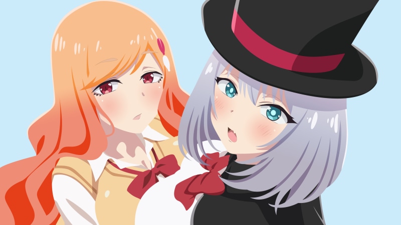 Magical Sempai, minimalism, anime girls, Tejina-senpai, Saki-chan (Tejina Senpai), anime, 4K