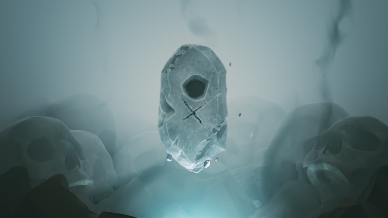 close-up, unrecognizable person, Tibia, people, fantasy art, runes, render, healthcare and medicine, 1080P, mystery, safety, underwater, mask, spooky