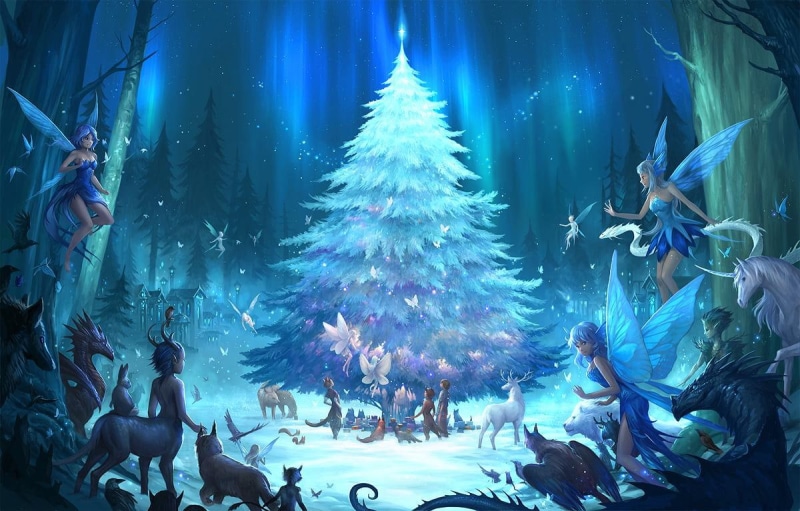 fairy, dragon, magic, fairies, christmas, cosfest, 480P, unicorn, tree