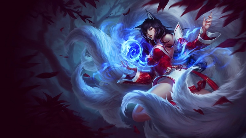 game, magic, Nine-Tailed Fox, 1080P, ears, ahri, girl, Fox, tail, application, League of Legends