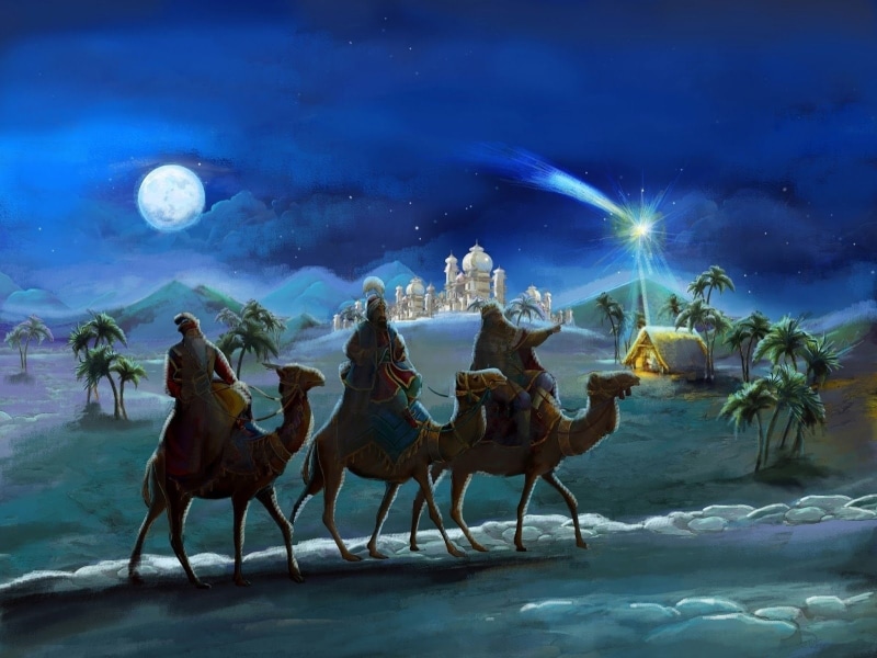 Palace, Desert, 720P, Camel, Christmas, The Three Wise Men, Holiday, Star, Moon, Night