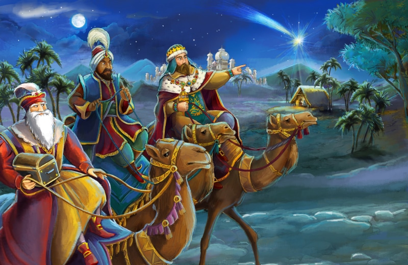 illustration, 2K, desert, Balthazar, Gaspar, Biblical Magi, camels, kings, the Magi, three, Melchior