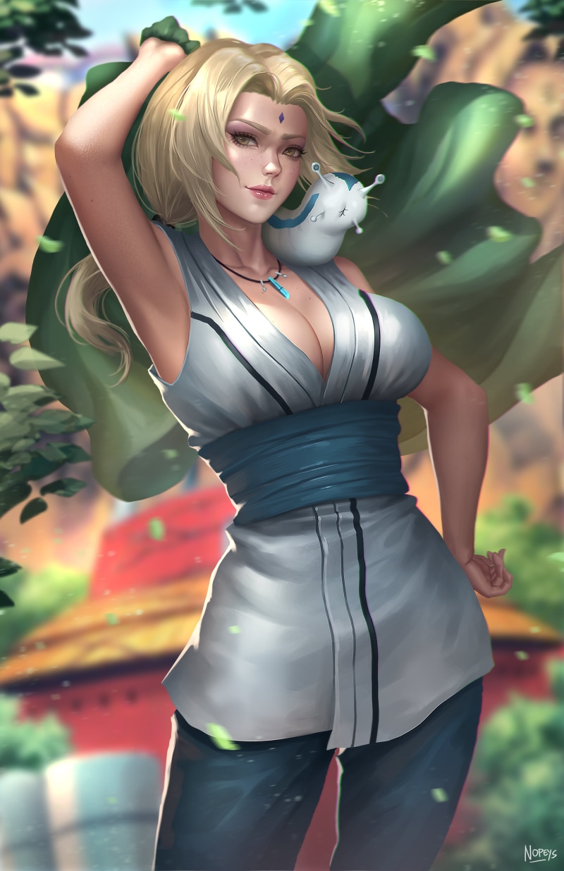 fantasy art, fan art, necklace, blonde, illustration, artwork, looking at viewer, digital art, portrait display, vertical, Naruto Shippuuden, anime, 4K