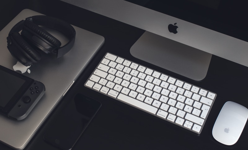 macbook, turned, directly above, high angle view, keyboard, silver, computer key, computer keyboard, play, indoors, communication, game, wireless technology