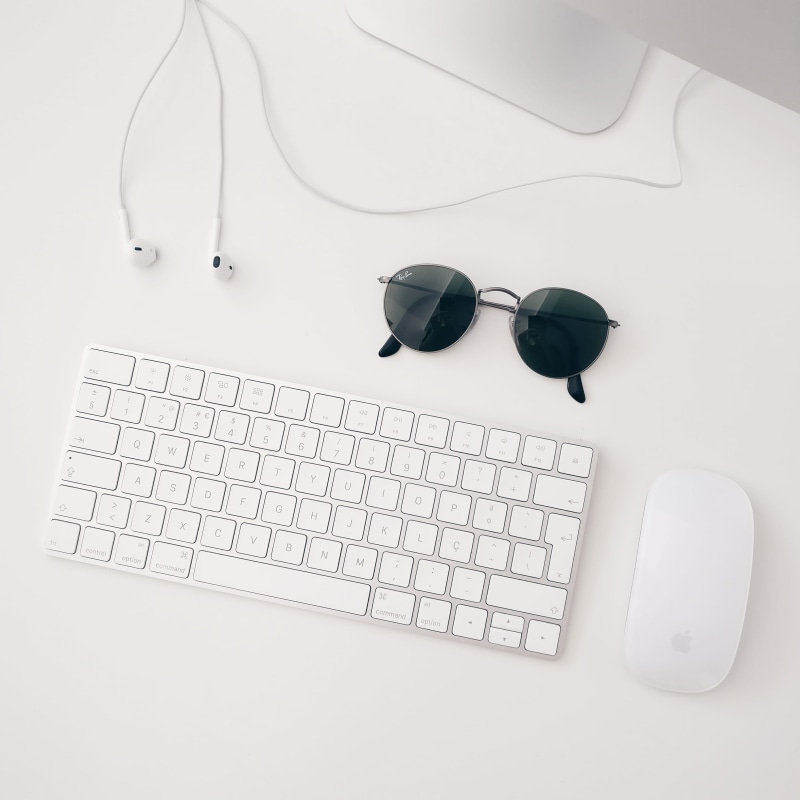 magic, connection, high angle view, rayban, technology, wireless technology, still life, keyboard, desktop PC, indoors, flatlay, computer Keyboard, directly above