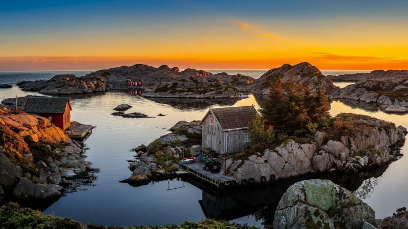 built structure, rock - object, rock, island, beauty in nature, sea, 4K, water, sunset, no people, outdoors, dream, building exterior, scenics - nature