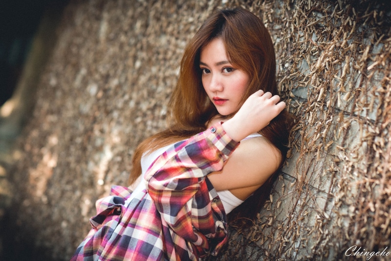 model, 1080P, women outdoors, shirt, touching hair, brunette, tank top, Asian, chingcho Chang, chingcho, women