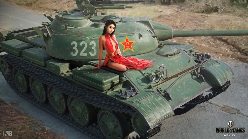 World of Tanks, easy, WZ-131, Chinese, art, girl, adult, land vehicle, tanks, Asian, females, beautiful woman, road, figure, portrait, women, nature, mode of transportation