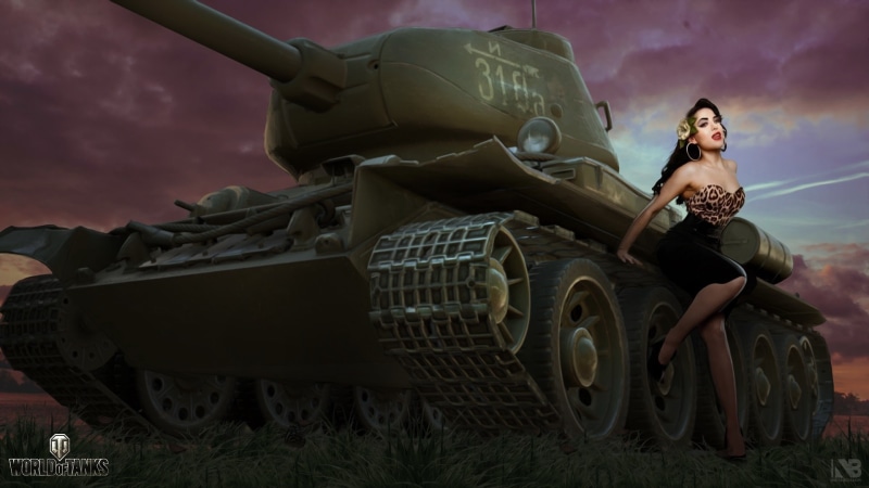 Soviet, 1080P, tank, World of Tanks, Nikita Bolyakov, girl, T-34, average, art, figure
