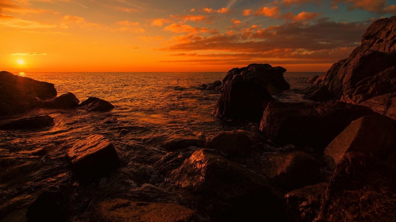 solid, 1080P, rock, full h-d  of nature 1920x1080, rocky coastline, horizon, horizon over water, beauty in nature, outdoors, scenics - nature, idyllic