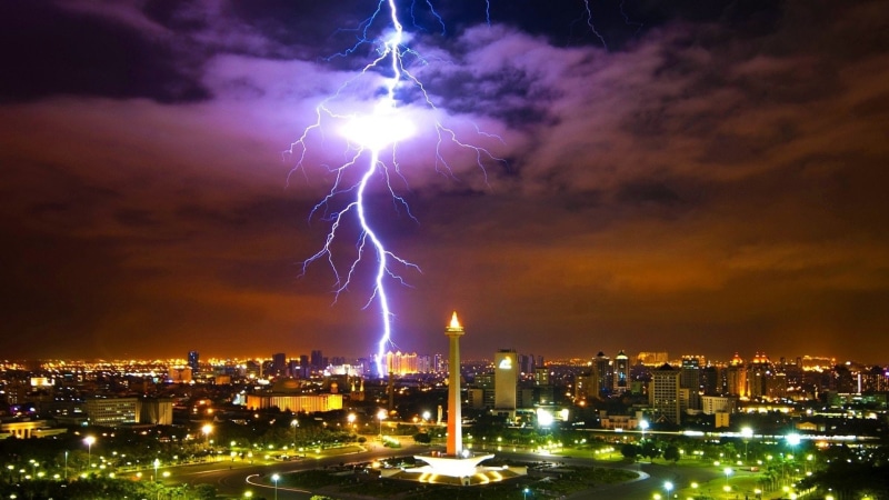 Indonesia, Java (Indonesia), 1080P, Jakarta, Lightning, Cities, Evening