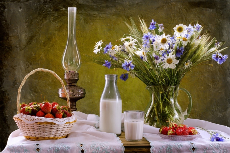 no people, vase, arrangement, bottle, fruit, food, flower head, still life, food and drink, flower, flowers, 1080P, container, wellbeing, healthy eating