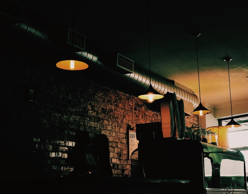 seat, east victoria park, electric lamp, night, coffee, perth, aesthetic, 4K, wall, light fixture, architecture, ceiling, light, indoors, brick wall, bricks