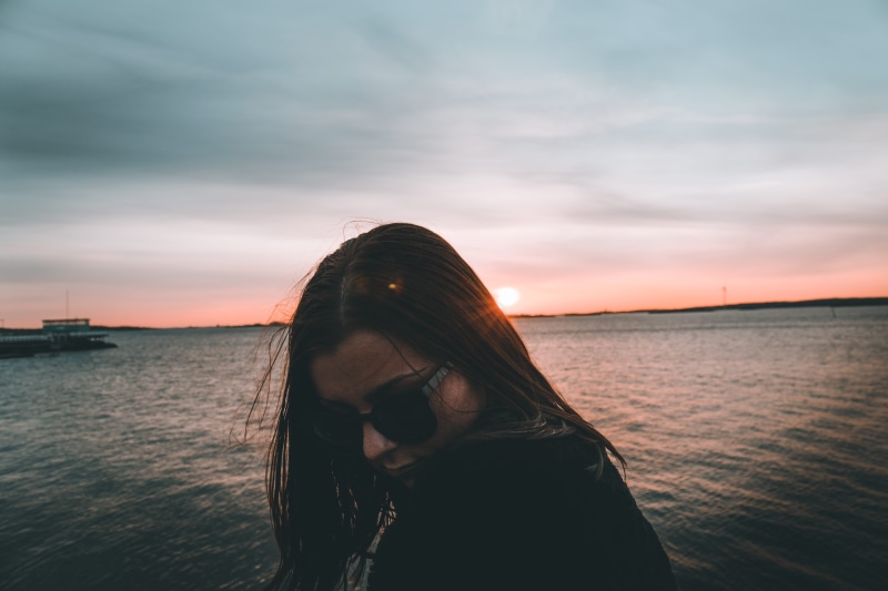 hairstyle, sky, nature, purple, young women, beauty in nature, 5K, water, long hair, cloud - sky, love, cozy, one person, magenta, girl, teenager, lifestyles