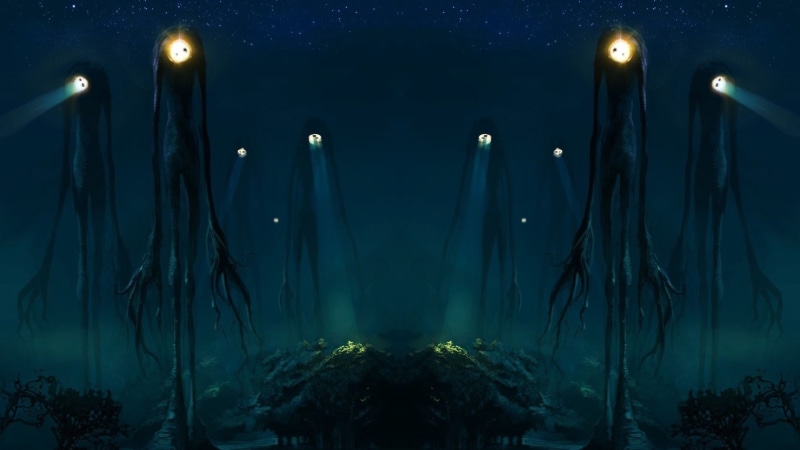 CREATURES, 1080P, art, hd, Trees, x, aliens, spotlight, slender, man, nature, ambient