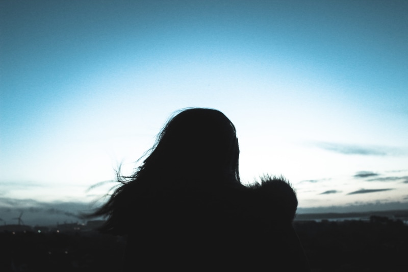 beautiful, portrait, winter, outdoors, women, girl, real people, 5K, love, copy space, leisure activity, blue, long hair, lifestyles, one person, moody