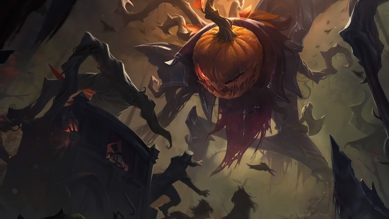 pumpkin, dark, League of Legends, Riot Games, 4K, Monster (anime), Fiddlesticks