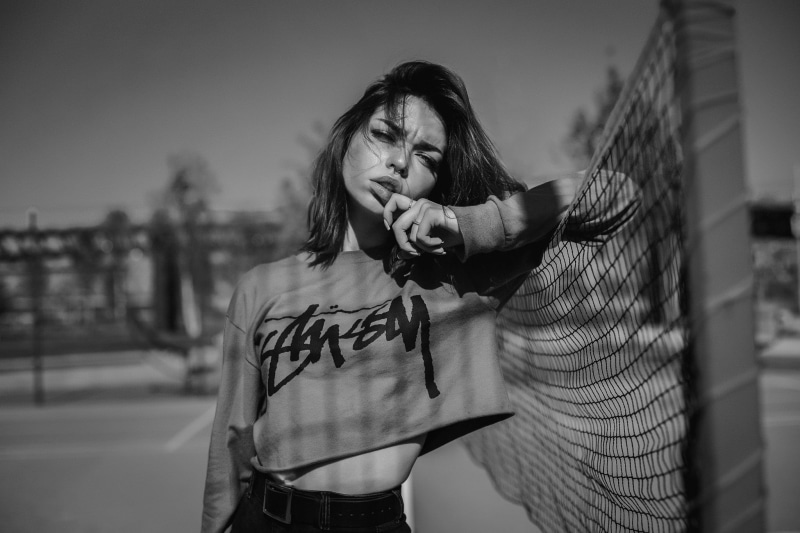 monochrome, brunette, women, young adult, portrait, 1080P, hair, casual clothing, lifestyles, one person, hairstyle, young women, beautiful woman, nose ring