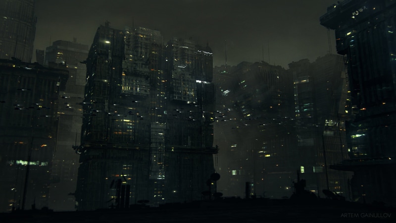 city, artwork, digital, concept art, Artem Gainullov, science fiction, 1080P, Matte painting, cyberpunk