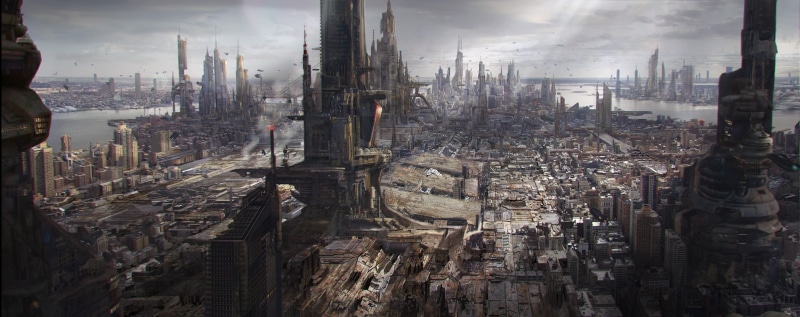 architecture, 2K, digital art, cityscape, futuristic city, science fiction, Thomas Galad, matte paint, urban, skyscraper