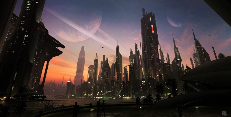 concept art, city, 720P, Matte painting, digital art, futuristic, science fiction, futuristic city, urban, matte paint, cityscape