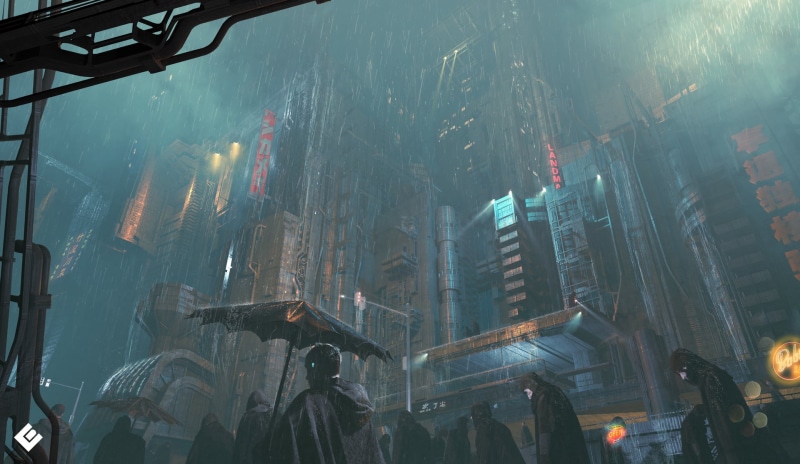 rain, illusion, Matte painting, 1080P, 3d design, cyberpunk, concept art, city, illustration