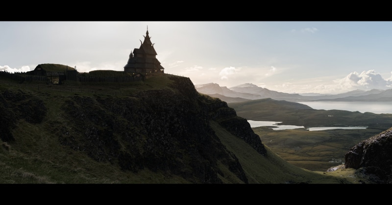 castle, viking, landscape, Matte painting, 5K, temple, environment