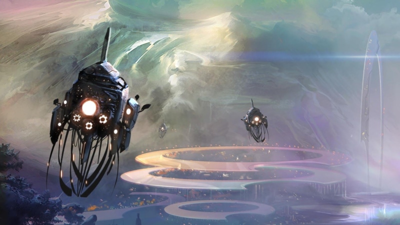 painting, spaceship, matte, 1080P, sci fi