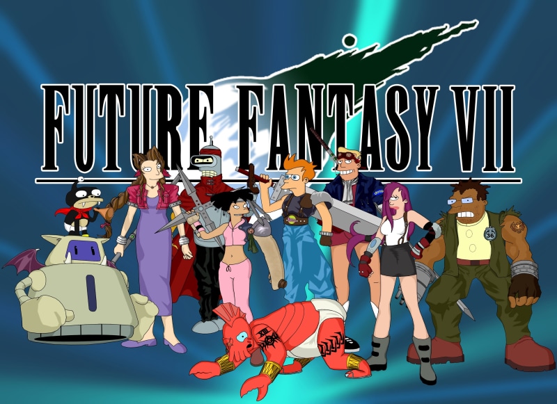 art, final, brannigan, video, vii, Futurama, fantasy, 2K, cross, fry, zoidberg, games, turanga, zapp, amy, hermes, wong, bender, leela, hd, dr