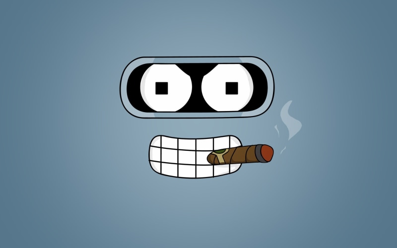 copy space, studio shot, blue background, close-up, smoking, indoors, cut out, representation, 2K, single object, sky, gray background, Futurama