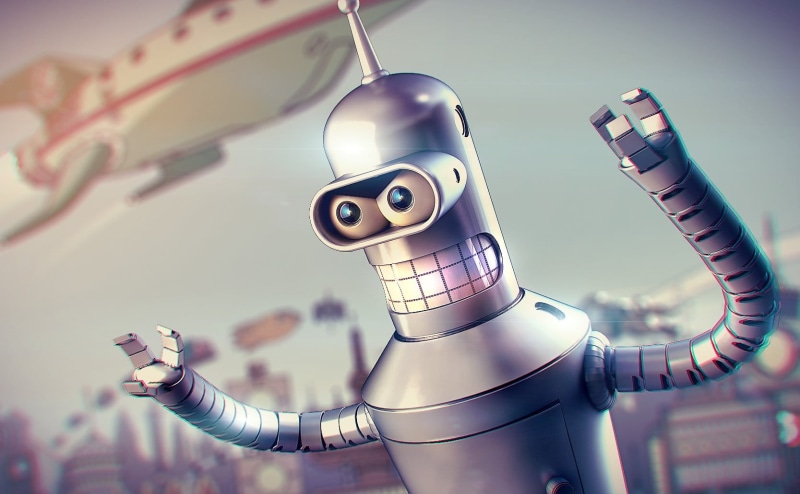 people, cyborg, human representation, alien, science, close-up, indoors, 720P, chrome, Bender, metal, humor, robot, futuristic, sky, Futurama, body part