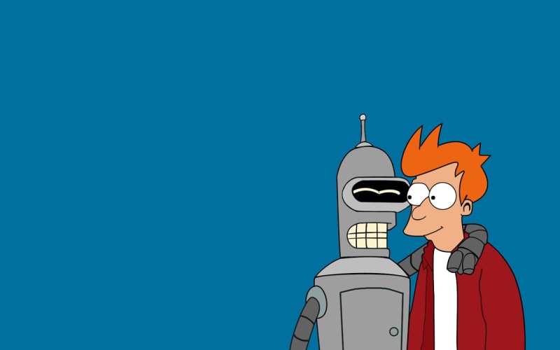 cartoon/comic, fry, bender, blue, 720P, hd, futurama