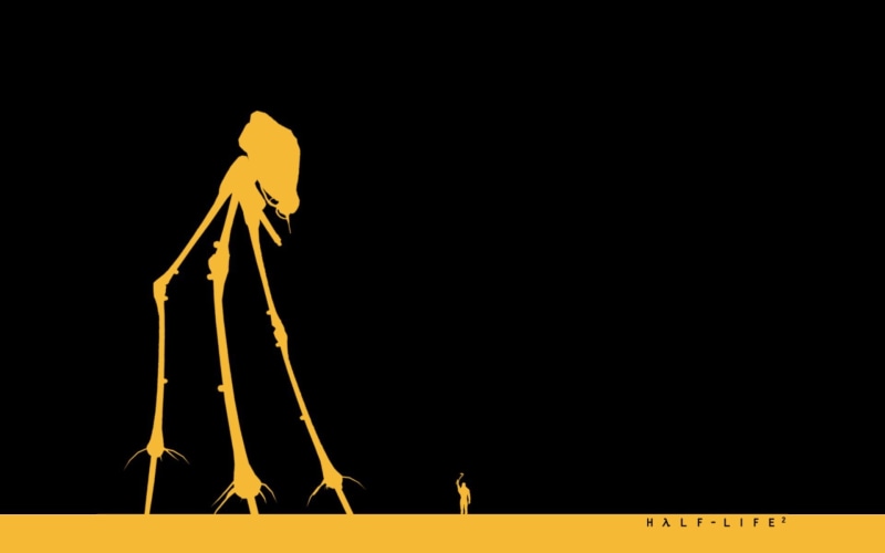 video, games, half life, freeman, 1080P, striders, simple, background, gordon