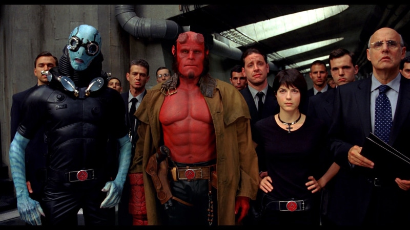 large group of people, group, women, movie, still, screenshot, group of people, well-dressed, three quarter length, front view, standing, movies, Hellboy