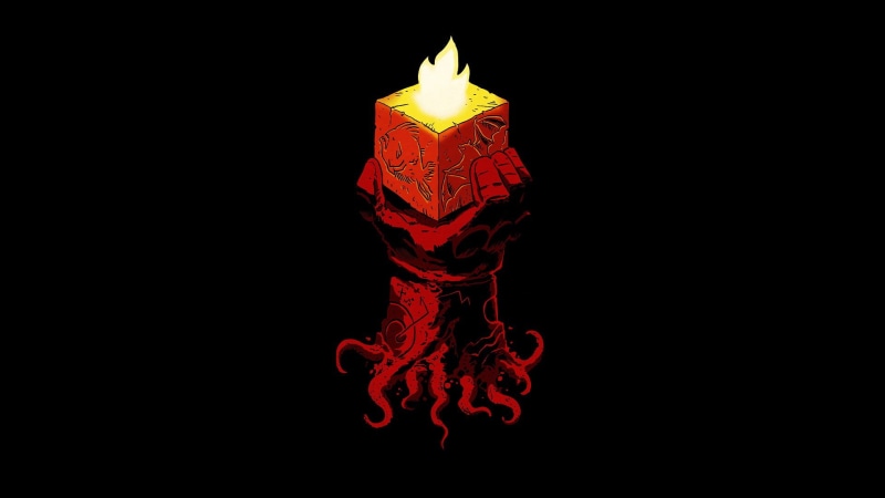 comics, Hellboy, minimalism, fire, 1080P