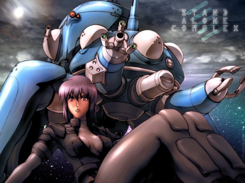 480P, anime, Tachikoma (Ghost in the Shell), Ghost In The Shell, characters, female, robot, illustration, blue