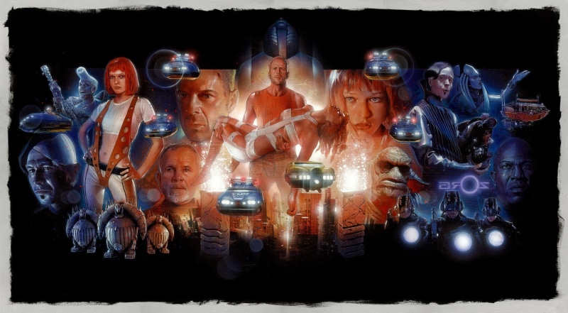 The Fifth Element, movies, drawing, Bruce Willis, Milla Jovovich, 1080P