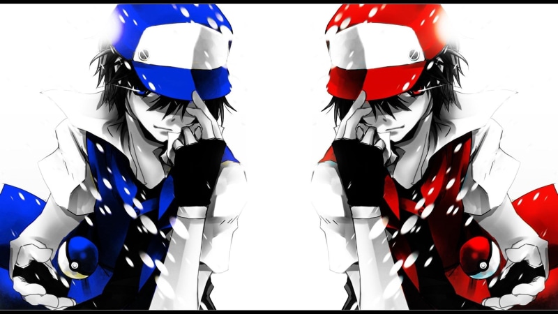 background, anime, simple, hd, ketchum, ash, art, pokeball, cap, 1080P, pokemon, red, white, Blue, eyes
