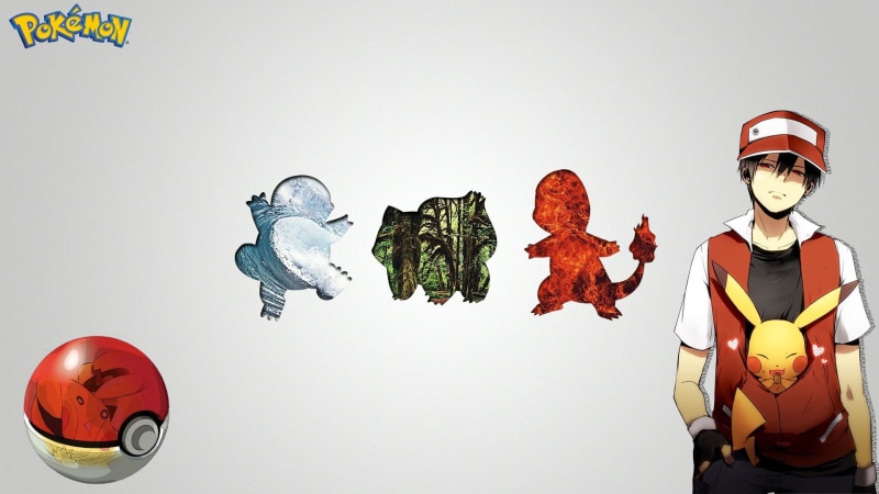 pokemon, simple, 1080P, background, charmander, totodile, ash, white, pokeball, ketchum, bulbasaur, pikachu