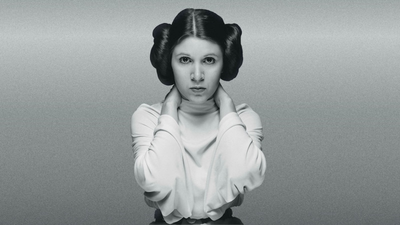 monochrome, Carrie Fisher, Leia Organa, 2K, Hair Bun, women