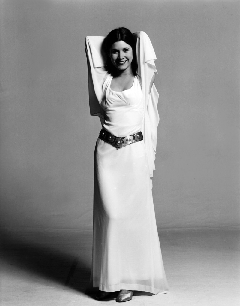 star, monochrome, games, white, Star Wars, video, wars, art, grayscale, fisher, leia, hd, Carrie Fisher, carrie, 4K, organa, dress