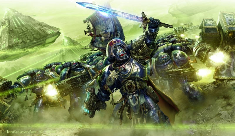 Ultramarines, selective focus, representation, lens flare, mode of transportation, day, transportation, sculpture, 720P, Warhammer 40,000, transformer