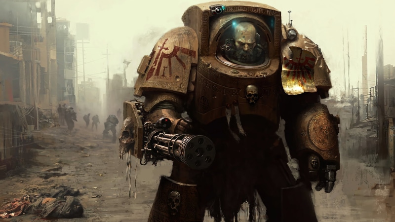 headwear, city, real people, helmet, day, space marines, military, technology, armed forces, front view, Terminator, Warhammer 40,000, standing, 1080P