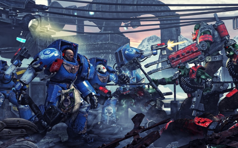 orcs, vs, video, k, poster, games, 2K, warhammer, ultramarines
