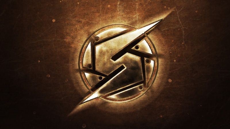 close-up, gray, metal, table, studio shot, gold colored, Metroid, control, single object, indoors, shiny, s, high angle view, text, creativity, 1080P