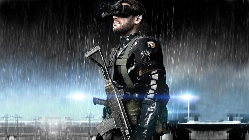 security, side view, water, illuminated, real people, wet, video games, nature, protection, night, young adult, 1080P, young men, Big Boss, standing, sky