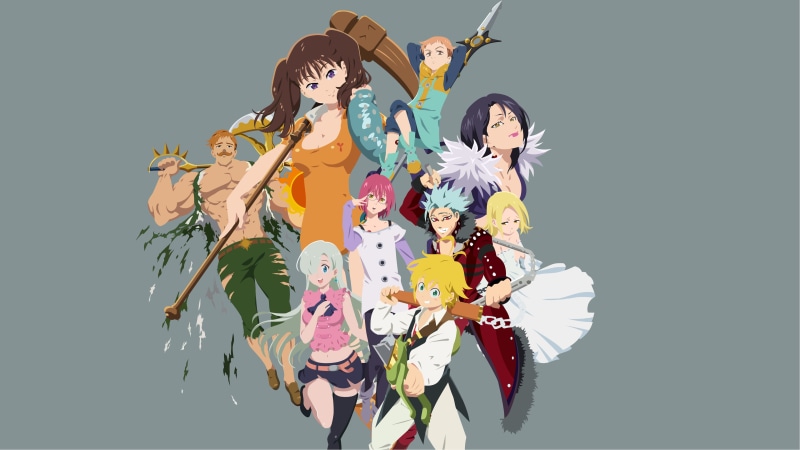 Meliodas (Sin of Wrath), anime girls, Escanor, Seven Deadly Sins, Merlin (Sin of Gluttony), anime, Nanatsu no Taizai, Gowther ( Sin of Lust ), Ban (Sin of Greed)