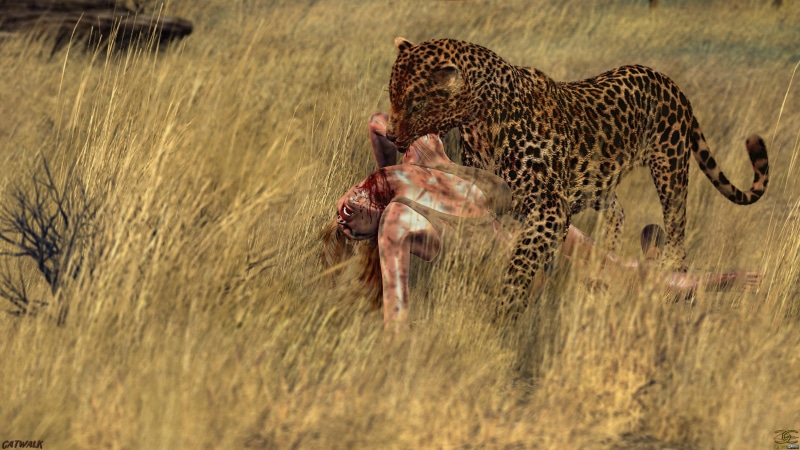 africa, woman, kill, eating, serengeti, 5K, fantasy, 3d, savannah, animal, hunter, predator, hunt, creature, catwalk, prey, leopard
