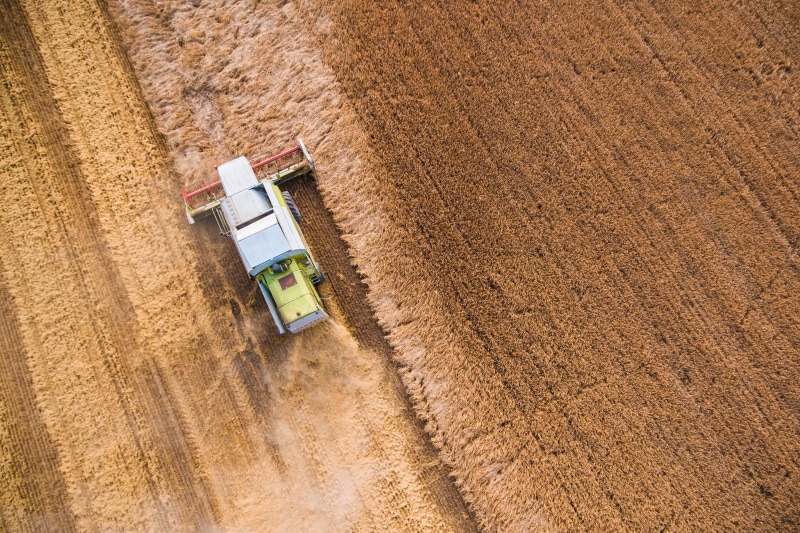 machinery, 4K, crop, above, high angle view, bird, growth, flying, farmer, field, dust, room for text, agriculture, airplane, land vehicle, Bird’s Eye View